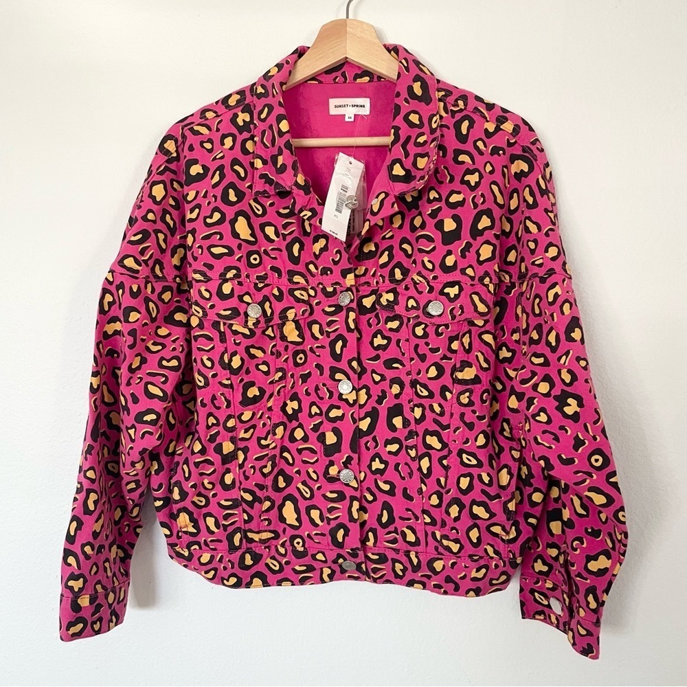 Sunset & SpringLeopard-Print Denim Jacket size S - Picture 4 of 11